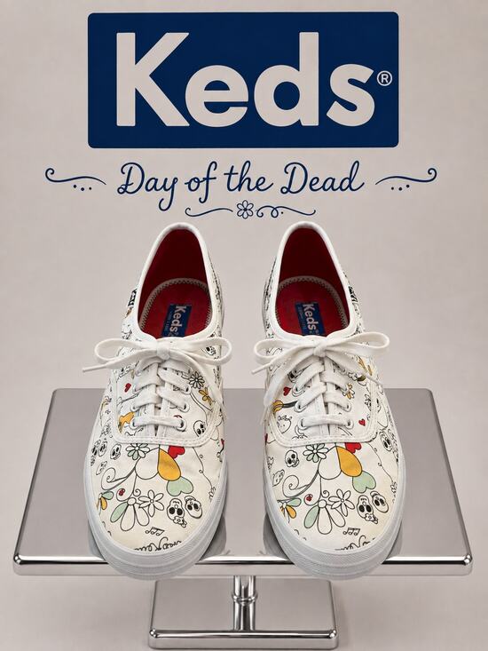 Keds Shoes - Keds Day of the Dead Champion Sugar Skull Floral Sneakers Women’s 9